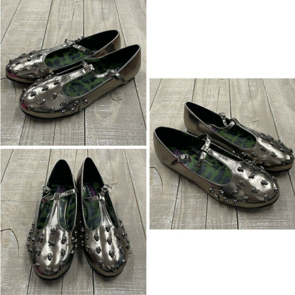 Abbey Dawn by Avril Lavigne Tough Crowd T Bar Flat Pewter 9 nwb
